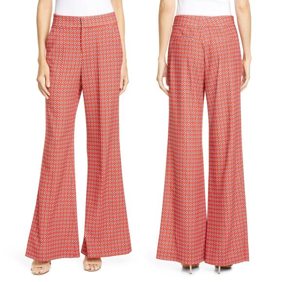 Alice + Olivia Dylan High Waist Wide Leg Pant Heart Flower Cherry SZ 8 - Picture 2 of 8